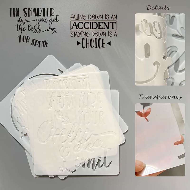 16 Pcs Inspirational Word Stencils, Quote & Phrase Sayings Templates, Craft Stencils for Painting on Wood, Wall, Canvas, Fabrics, Paper & Home Signs - Reusable 7.87 x 7.87 Inches - Image 4