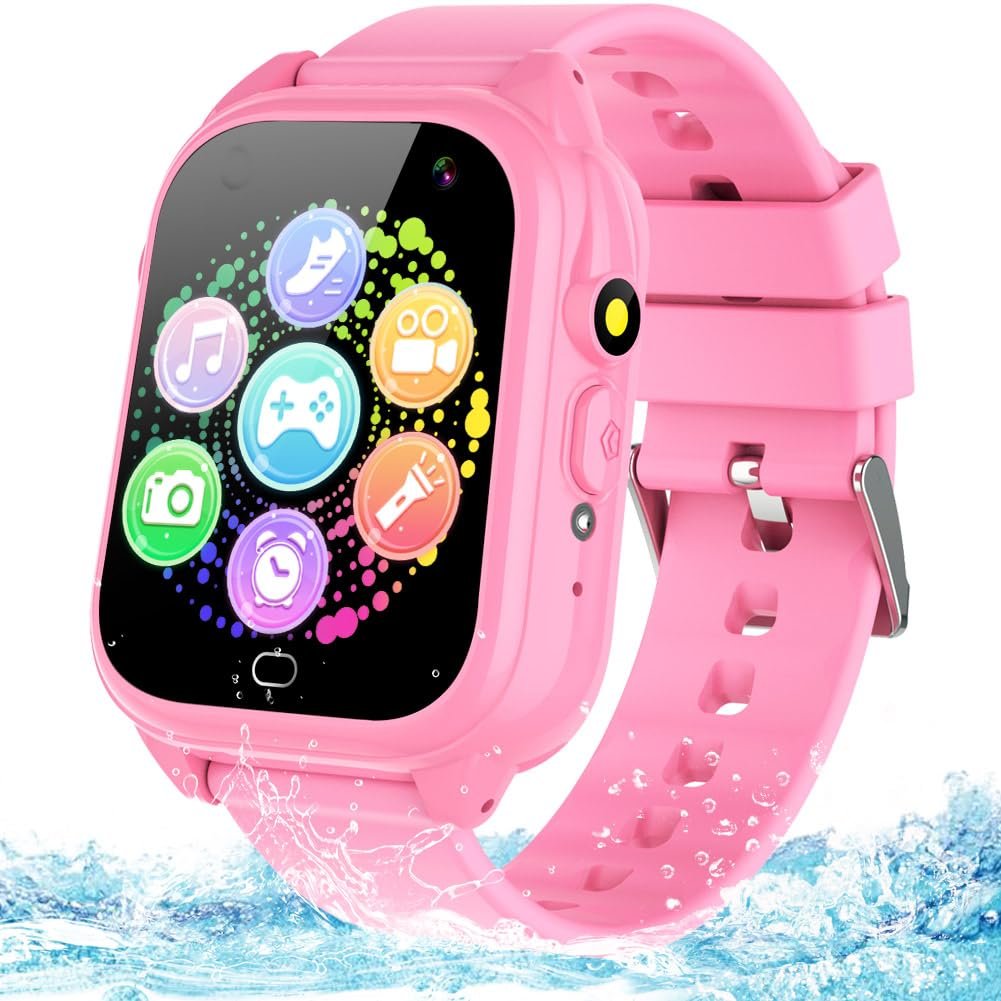 BEIARA Waterproof Kids Smart Watch for 3-12 Years Old Boys Girls Toys with 26 Game Video Camera Pedometer Music Player Alarm Clock Calculator 1.44'' HD Touchscreen Educational Toys Birthdays Gifts - Product Image