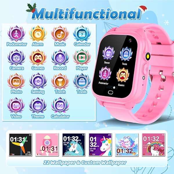 BEIARA Waterproof Kids Smart Watch for 3-12 Years Old Boys Girls Toys with 26 Game Video Camera Pedometer Music Player Alarm Clock Calculator 1.44'' HD Touchscreen Educational Toys Birthdays Gifts - Image 3