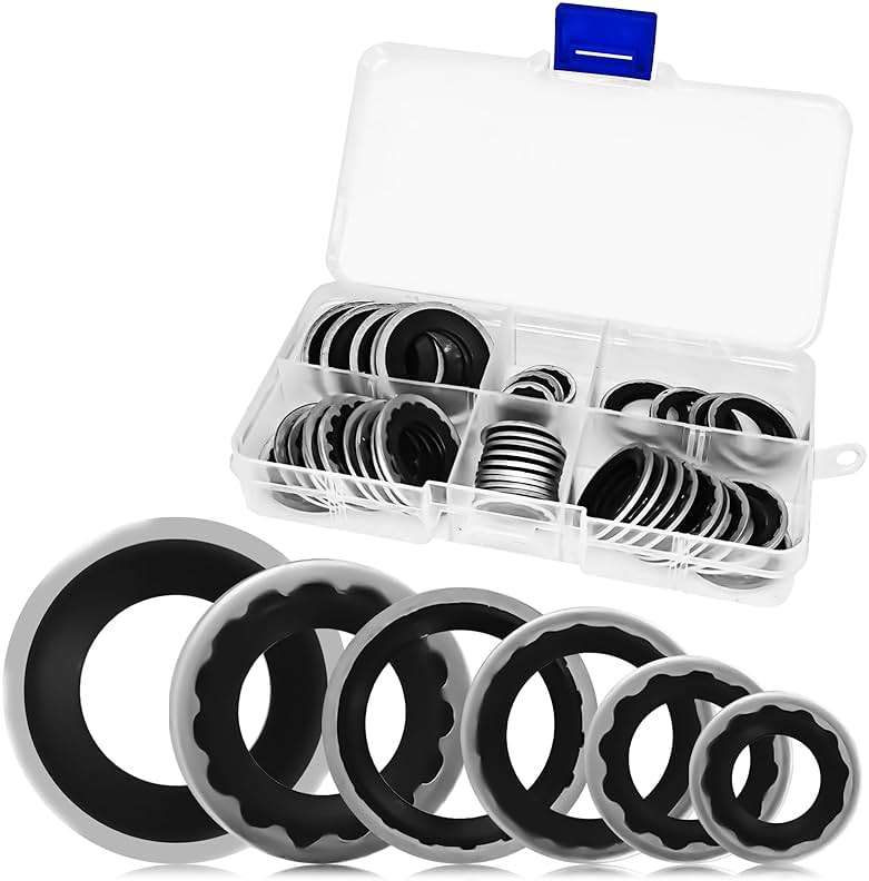 Hirificing 45PCS AC Gasket Sealer AC O Ring Seal Kit A/C Compressor Gasket O-Ring Port Seal Washer Kit Seal Gasket Assortment for Fixing Car Air Conditioning Compressor,Bumper,Door Panel,Cooling Pump - Image 1