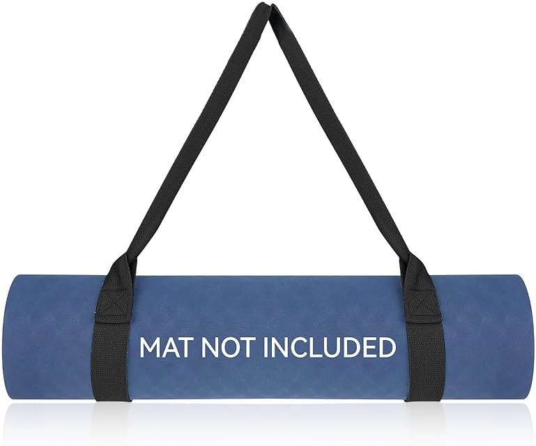 Black Yoga Strap, Multi-purpose Mat Holder Sling - Adjustable Straps for Most Size Mats - Product Image