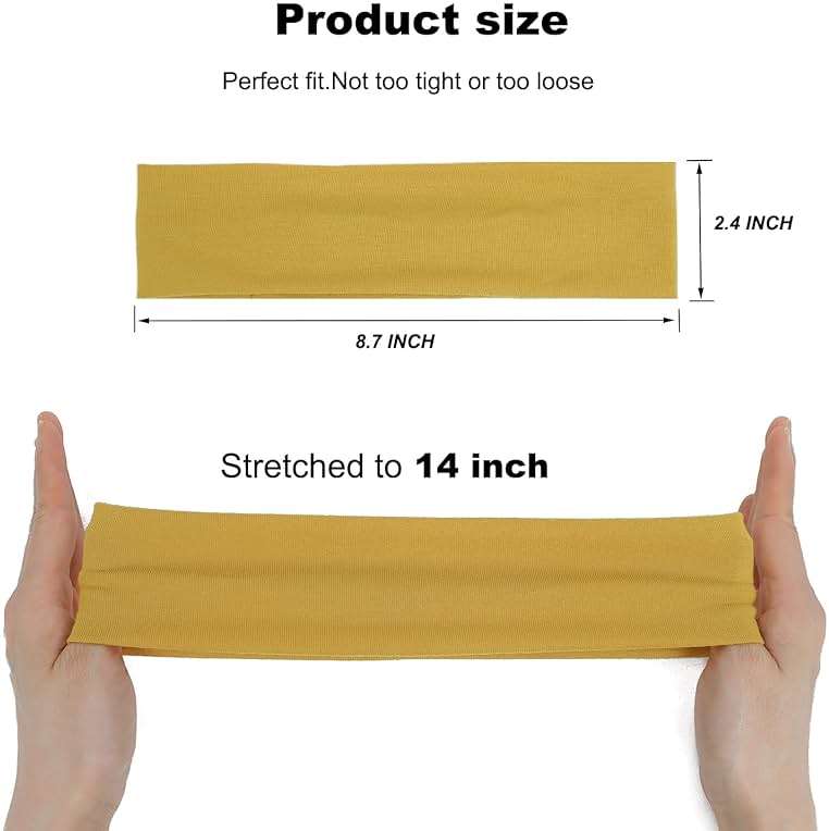 9Pcs Headbands for women Non Slip Headband, Soft Elastic Hair Bands for Women's Hair, Fashion Cotton Cloth Stretchy Sweat Bands Headbands for Sports, Makeup, Gym, Running, Yoga, Workout (9Colors-A) - Image 3