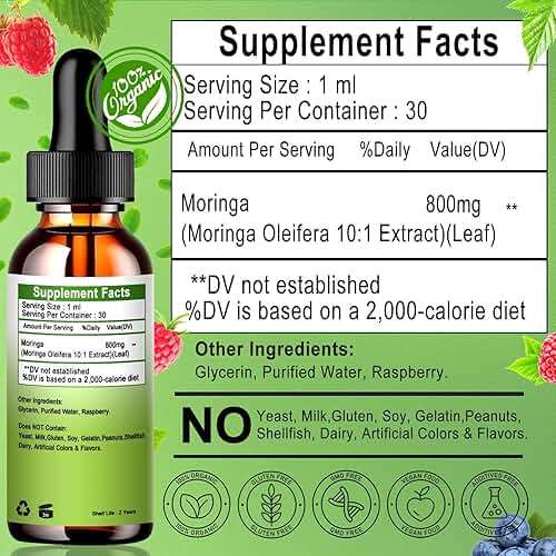 Organic Moringa Liquid Drops for Energy,Metabolism Immune Support,Moringa Leaf Extract 6X Absorption Than Powder Capsule Gummies,Green Superfood Supplement for Women Men - Image 7