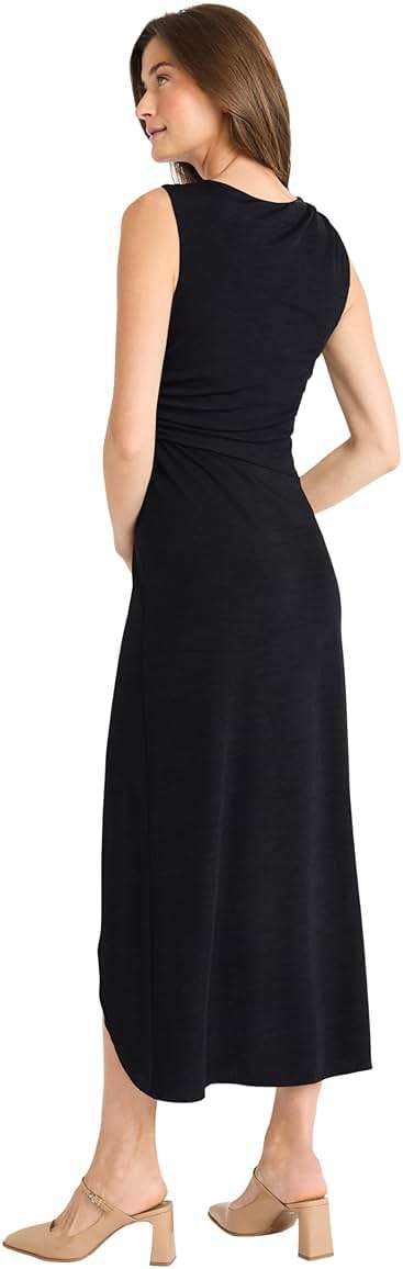 Maggy London Women's Sleeveless Midi Dress - Draped Bodice, High-Low Hem, Elegant A-line Silhouette - Image 3