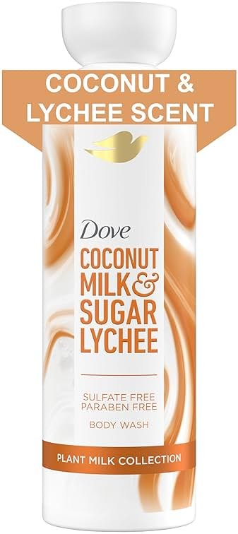Dove Plant Milk Cleansing Body Wash Coconut & Lychee for Moisturized Skin Gentle Cleanser, No Sulfate Cleansers or Parabens, 98% Biodegradable 17.5 fl oz - Product Image