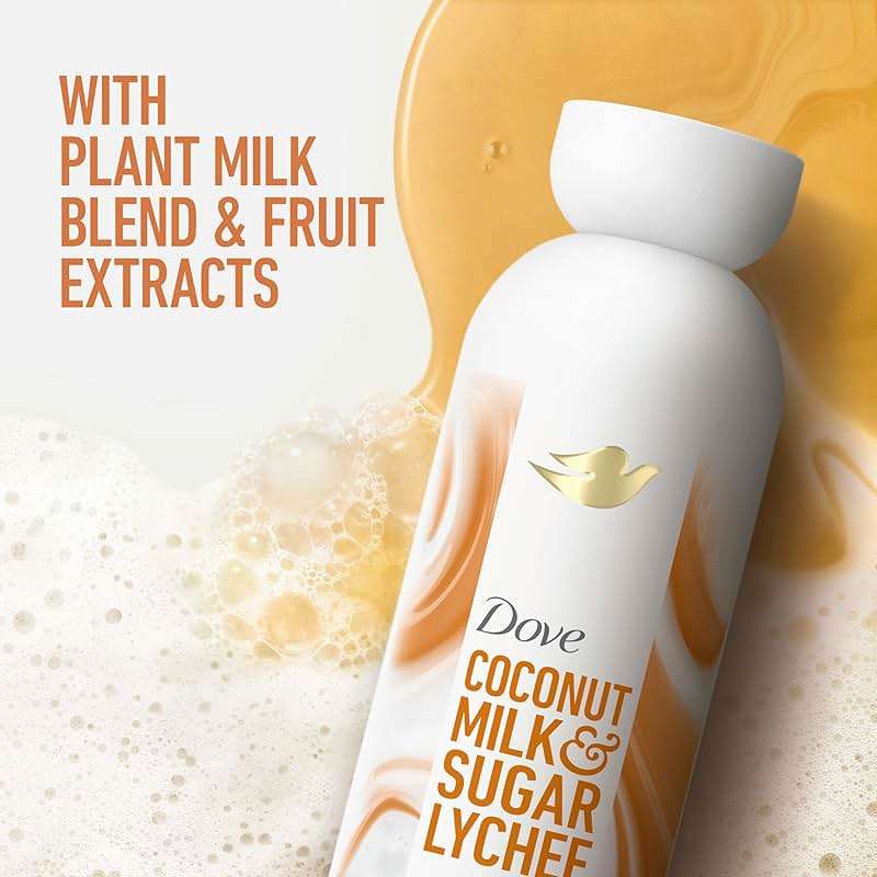 Dove Plant Milk Cleansing Body Wash Coconut & Lychee for Moisturized Skin Gentle Cleanser, No Sulfate Cleansers or Parabens, 98% Biodegradable 17.5 fl oz - Image 3