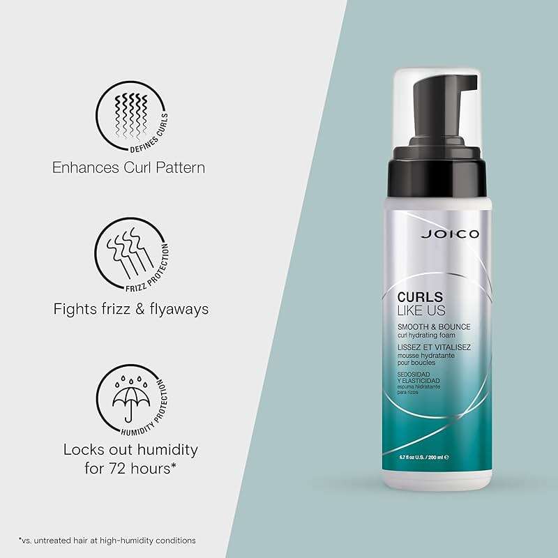Joico Curls Like Us Smooth & Bounce Curl Hydrating Foam | For Curly Hair | Reduce Frizz | Enhance Curl Patterns | 72-Hour Humidity Protection | With Moringa Seed & Algae Oil | 6.7 Fl Oz - Image 3