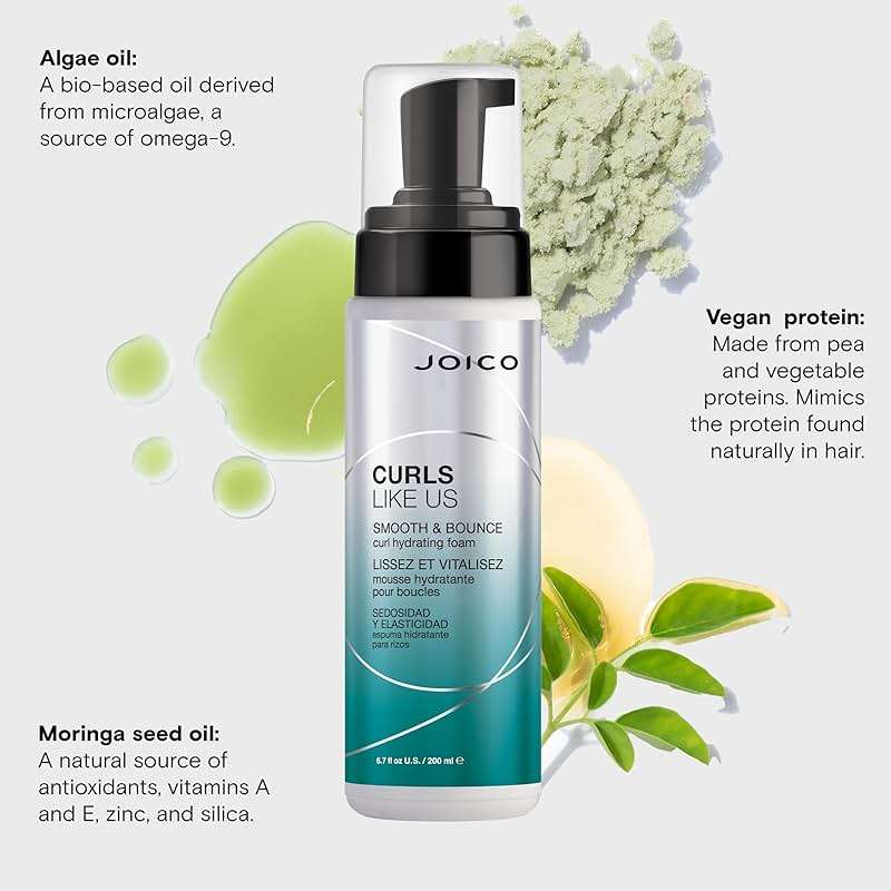 Joico Curls Like Us Smooth & Bounce Curl Hydrating Foam | For Curly Hair | Reduce Frizz | Enhance Curl Patterns | 72-Hour Humidity Protection | With Moringa Seed & Algae Oil | 6.7 Fl Oz - Image 5