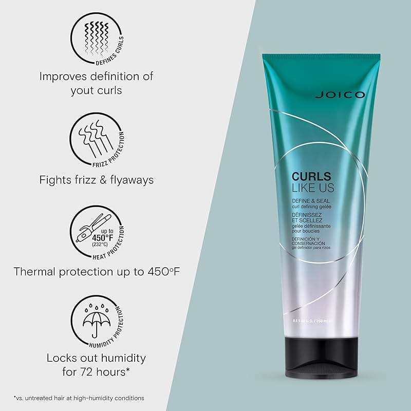 Joico Curls Like Us Define & Seal Curl Defining Gelee | For Curly Hair | Reduce Frizz | Medium Hold | Heat Protection up to 450°F | With Moringa Seed & Algae Oil | 8.5 Fl Oz - Image 3