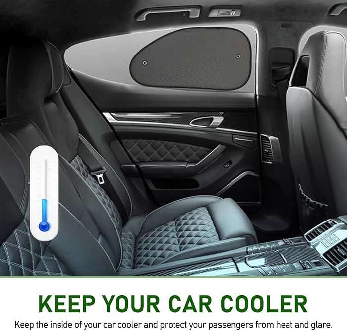 Tesnaao 2 PCS Car Side Window Sun Shade with Suction Cup, 26In x 15In Vehicle Window Covers, Universal Automotive Window Thermal Protectors Accessories for Truck SUV Car (Black) - Image 6