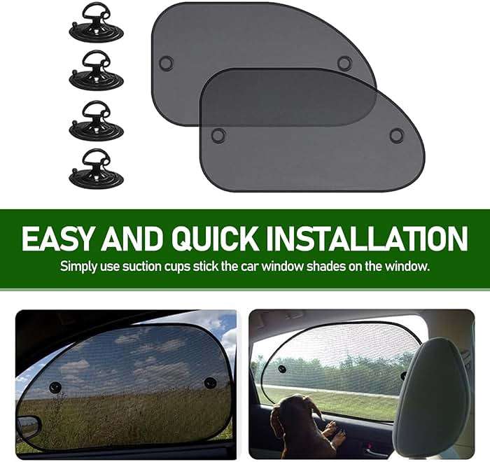 Tesnaao 2 PCS Car Side Window Sun Shade with Suction Cup, 26In x 15In Vehicle Window Covers, Universal Automotive Window Thermal Protectors Accessories for Truck SUV Car (Black) - Image 7
