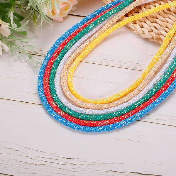 MECCANIXITY 5 Yard 7mm 0.28 inch Glitter Sequins Rope Sequins Rhinestone Tube Cord for DIY Wedding Dresses Costume Clothing Shoes Jewelry Accessory Red - Image 2