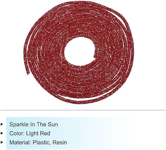 MECCANIXITY 5 Yard 7mm 0.28 inch Glitter Sequins Rope Sequins Rhinestone Tube Cord for DIY Wedding Dresses Costume Clothing Shoes Jewelry Accessory Red - Image 4
