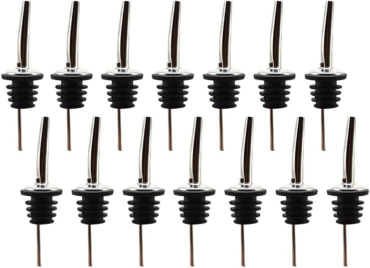12 Pack Stainless Steel Liquor Bottle Pour Spout Tapered Spout (Free Flow), Speed Pourer for Alcohol, Olive Oil, Wine, Vinegar and Liquid, Suitable for 3/4 inch Bottle Mouth - Product Image