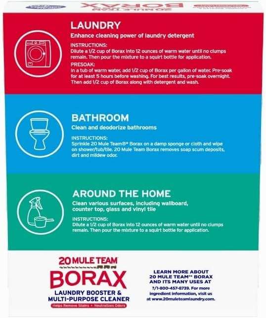 20 Mule Team Borax Detergent Booster and Household Cleaner Powder 4 lb Bundle with Microfiber Cloth - Boosts Detergent Power -Controls Odors - Softens Water - All-Natural Cleaning - (4 Items) - Image 2