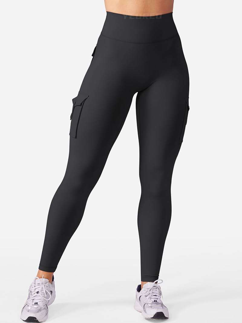 YEOREO CoreFlex Workout Cargo Leggings with Pockets for Women Hidden Scrunch Butt Lifting Leggings Gym Yoga Pants - Image 4