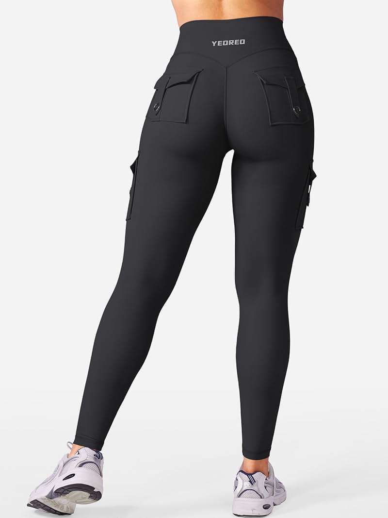 YEOREO CoreFlex Workout Cargo Leggings with Pockets for Women Hidden Scrunch Butt Lifting Leggings Gym Yoga Pants - Image 7