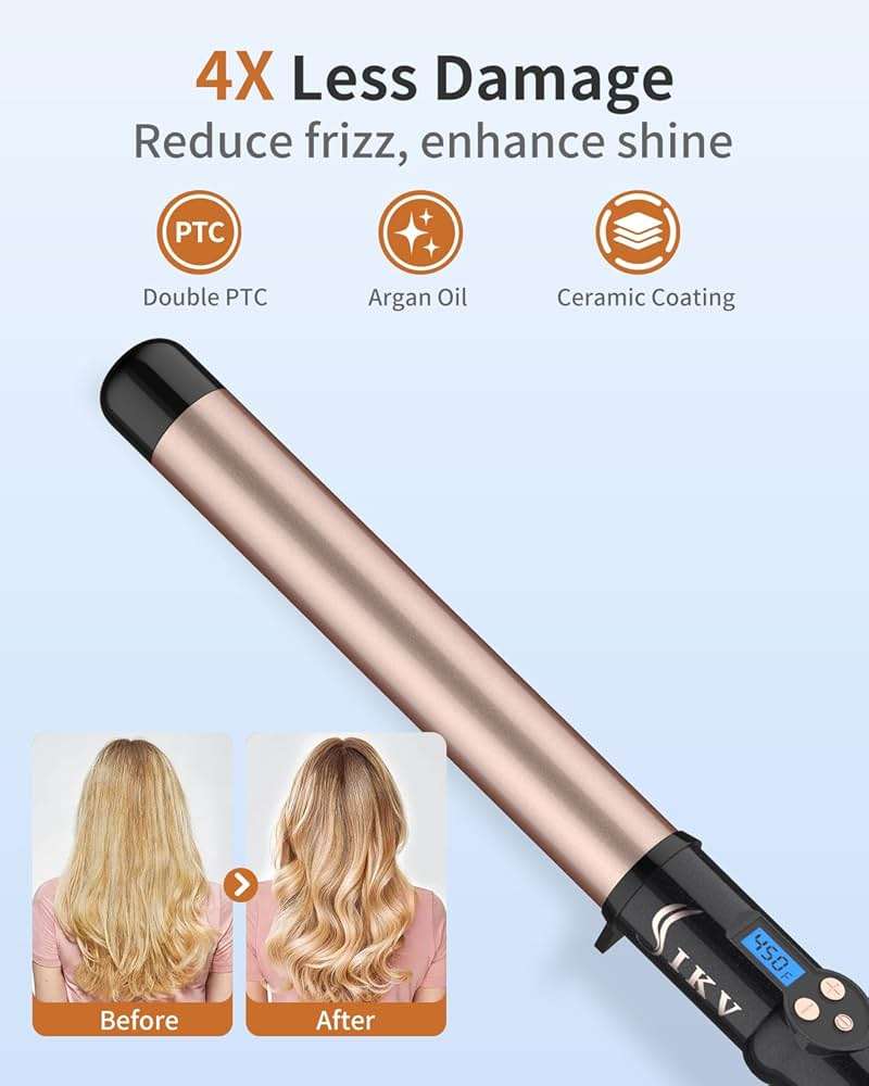 1 1/4 Inch Curling Wand Ceramic Long Barrel,1.25 Inch Curling Wand Iron for Long Hair,Dual Voltage Hair Curling Wand - Image 3