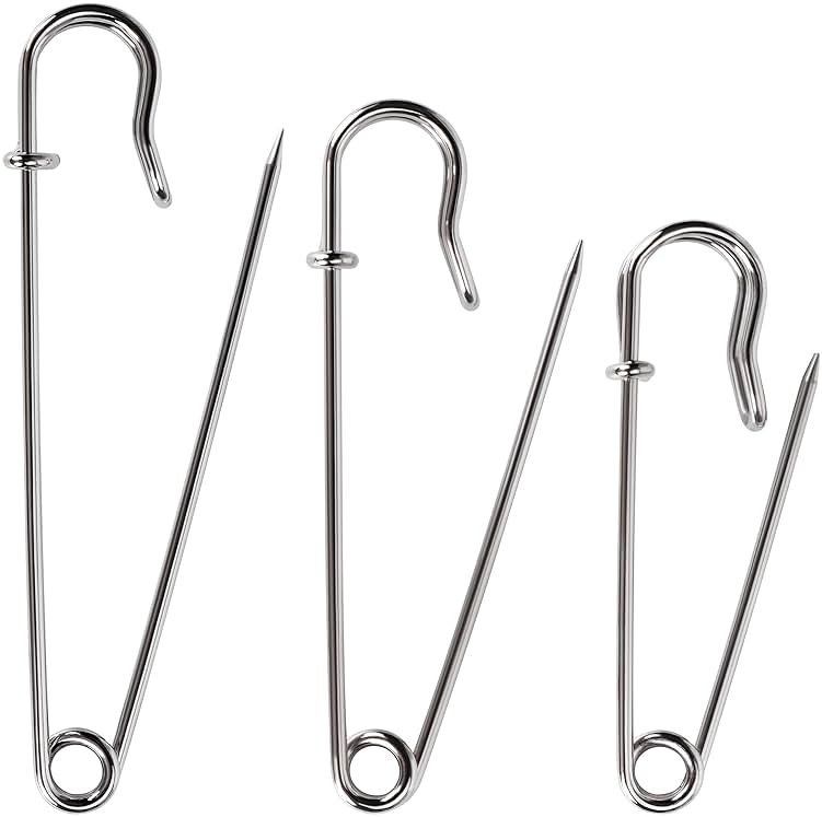 Bulk Pack of 20 Heavy-Duty Safety Pins – Assorted Sizes (2", 3", 4") – Extra-Sturdy Pins for Blankets, Skirts and Crafts - Product Image