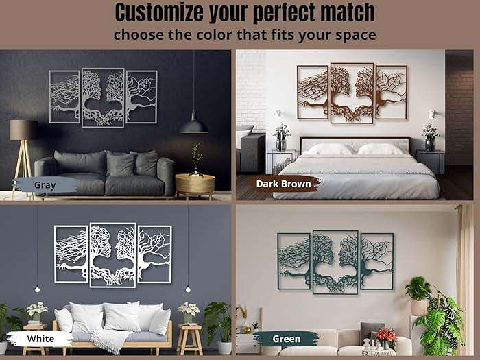 VAILLA Tree of Life Wall Wooden Art Abstract Tree Man Woman Face Large 3D Wooden Wall Decor Set of 3 Hanging Sculpture Modern Home Decoration 3D Textured Sculptures for Living Room Bedroom Office Dinnig Room - Image 4