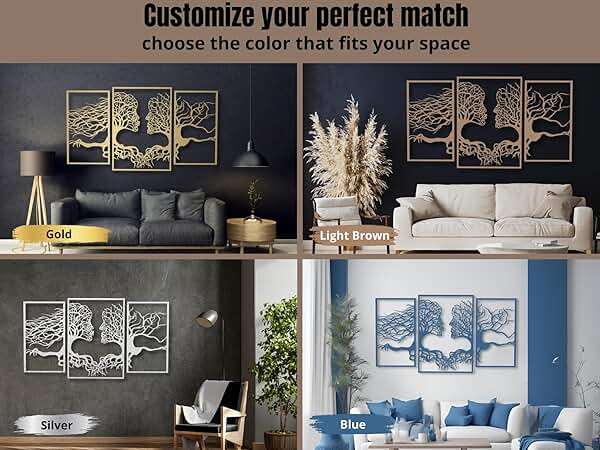 VAILLA Tree of Life Wall Wooden Art Abstract Tree Man Woman Face Large 3D Wooden Wall Decor Set of 3 Hanging Sculpture Modern Home Decoration 3D Textured Sculptures for Living Room Bedroom Office Dinnig Room - Image 5
