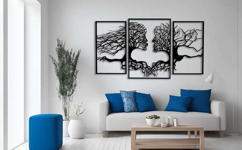 VAILLA Tree of Life Wall Wooden Art Abstract Tree Man Woman Face Large 3D Wooden Wall Decor Set of 3 Hanging Sculpture Modern Home Decoration 3D Textured Sculptures for Living Room Bedroom Office Dinnig Room - Image 9