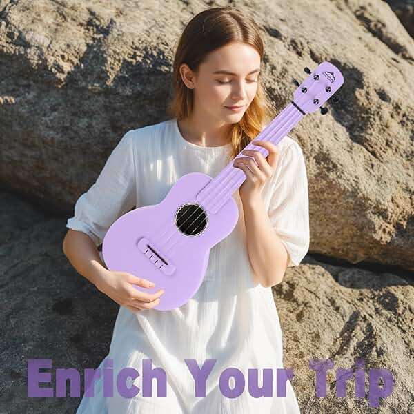 Concert Ukulele, EASTROCK Carbon Fiber 23 Inch Ukulele,Waterproof, Lightweight, Including Thickened Gig Bag, Capo, Tuner, Spare Strings, Sitable for Beginners, Professionals, Outdoor travel, Purple - Image 6