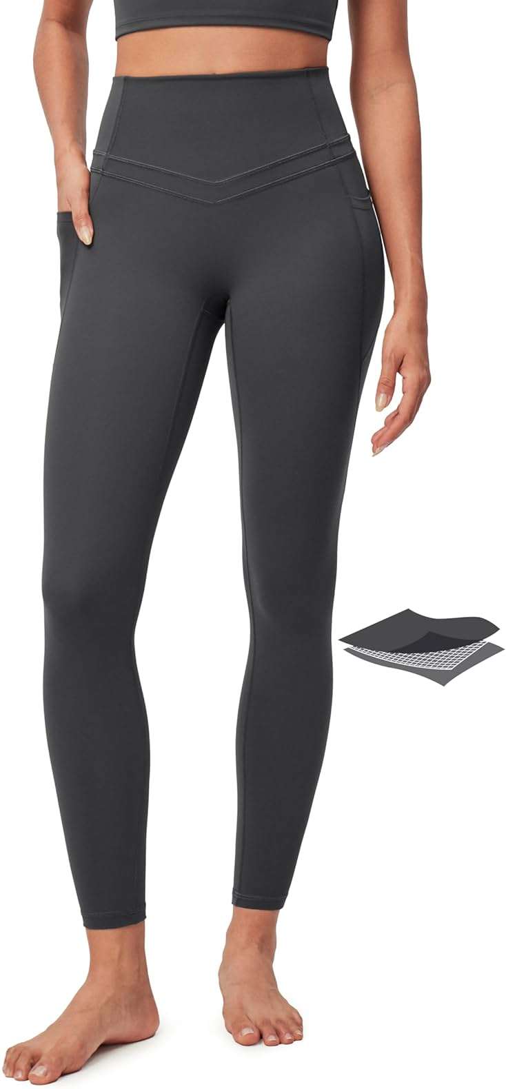 IUGA Compression Leggings with Pockets for Women Tummy Control Leggings No Front Seam Workout High Waist Yoga Pants - Image 1
