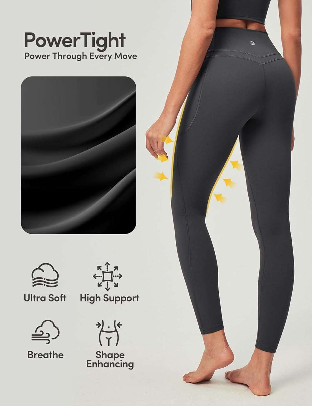 IUGA Compression Leggings with Pockets for Women Tummy Control Leggings No Front Seam Workout High Waist Yoga Pants - Image 2