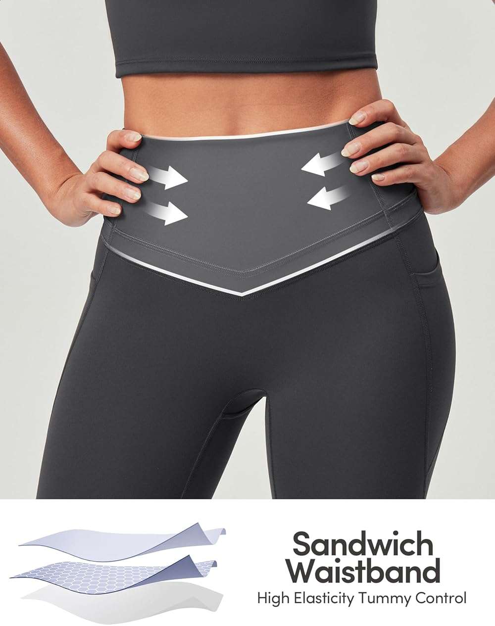 IUGA Compression Leggings with Pockets for Women Tummy Control Leggings No Front Seam Workout High Waist Yoga Pants - Image 3
