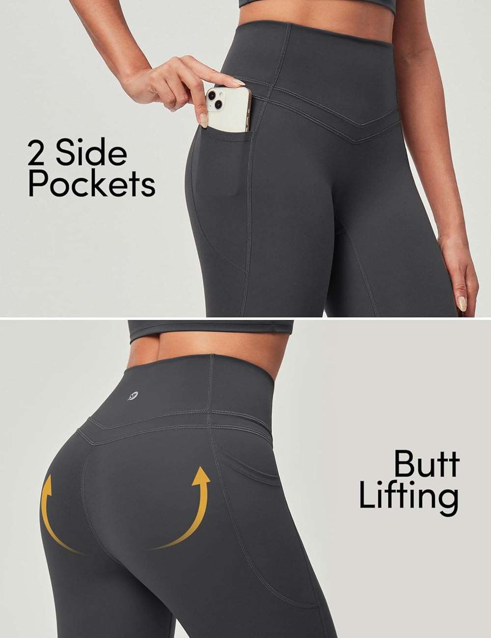 IUGA Compression Leggings with Pockets for Women Tummy Control Leggings No Front Seam Workout High Waist Yoga Pants - Image 4