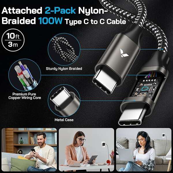 45W Super Fast Charger USB C, 45 Watt Type-C Android Phone Charger Fast Charging Block with 10FT Type C Cords for Samsung Galaxy S26 Ultra/S25 Ultra/S24 Ultra/S24+/S23 Ultra/S22 Plus, Tab S9/S8 Ultra - Image 7