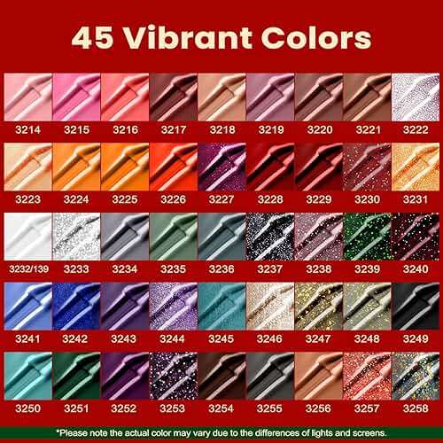 Lavender Violets 73 Pcs Gel Nail Polish Kit with U V Light, 45 Colors with Nail Primer,Builder Base,Matte & Glossy Top Coat Soak Off Manicure Tools Gifts for Women LA06 - Image 3