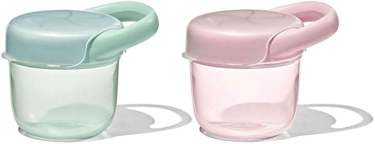 OXO Tot Snack Cup with Lid – 2 Pack, Opal and Blossom - Image 1