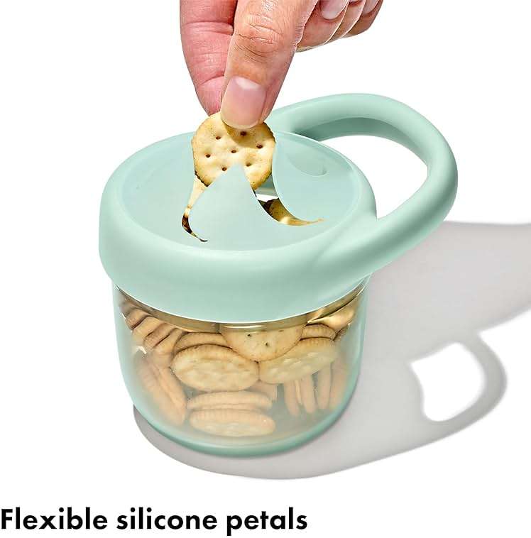 OXO Tot Snack Cup with Lid – 2 Pack, Opal and Blossom - Image 2