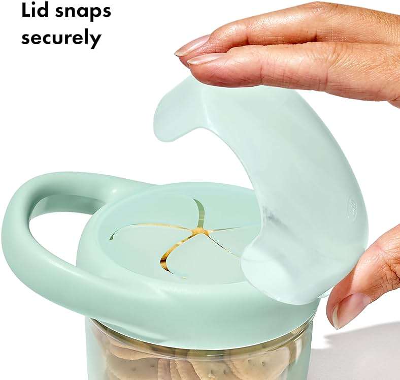 OXO Tot Snack Cup with Lid – 2 Pack, Opal and Blossom - Image 4
