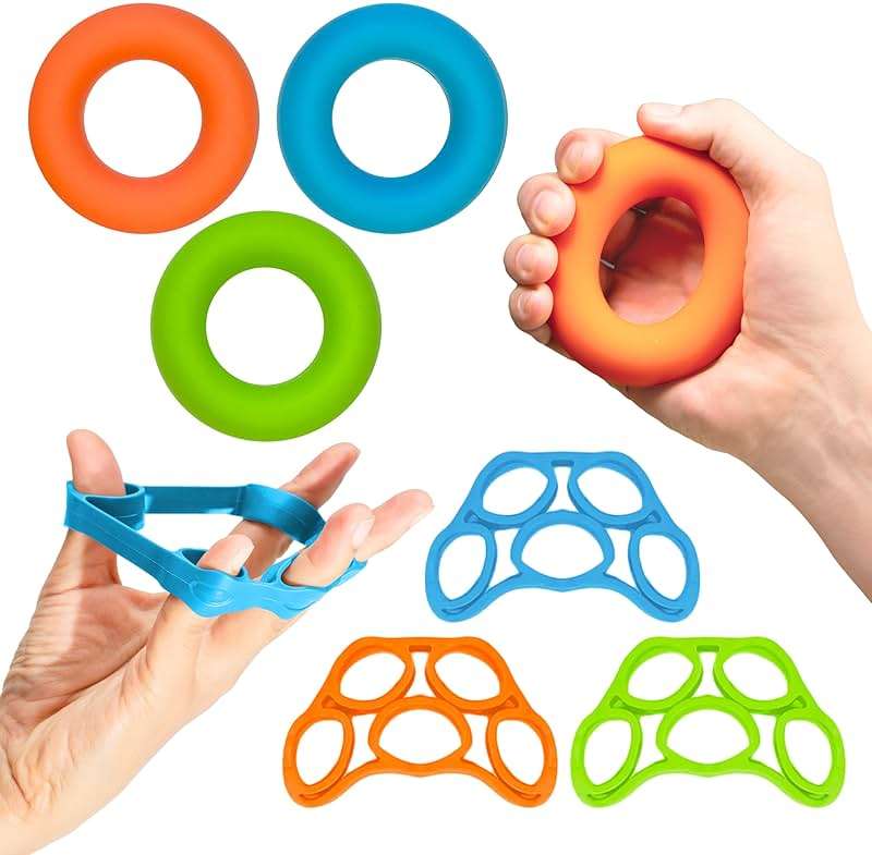 RMS Hand Grip Strengthener, Finger Exerciser, Grip Strength Trainer 6 Pieces Kit for Finger, Wrist, Carpal Tunnel, Arthritis Pain Relief. Stress Relief - Occupational Equipment for Disabled - Image 1