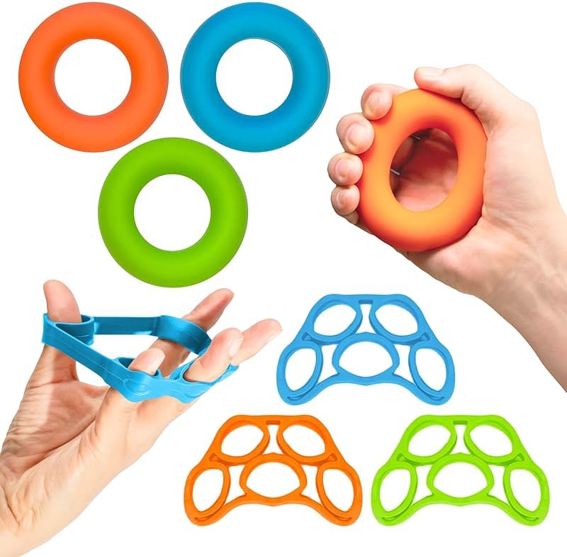 RMS Hand Grip Strengthener, Finger Exerciser, Grip Strength Trainer 6 Pieces Kit for Finger, Wrist, Carpal Tunnel, Arthritis Pain Relief. Stress Relief - Occupational Equipment for Disabled - Product Image