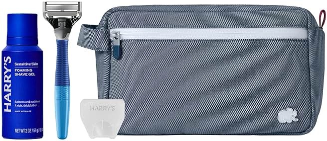 Harry's Travel Shaving Kit for Men - Toiletry Bag, Razor, Foaming Shave Gel, and Blade Cover -Travel Size Toiletries - Product Image