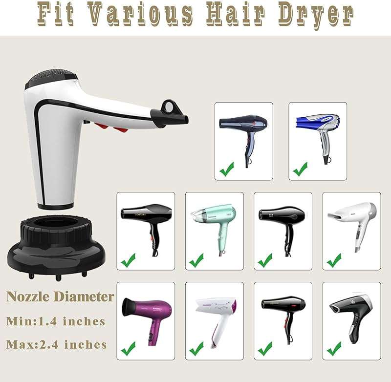 WPESI Diffuser Attachment for Hair Dryer,Hair Dryer Diffuser, Hair Diffuser Adaptable for Blow Dryers with D-1.4-Inch to 2.4-Inch for Curly or Wavy Hair,(Black) - Image 5