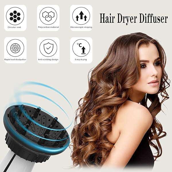 WPESI Diffuser Attachment for Hair Dryer,Hair Dryer Diffuser, Hair Diffuser Adaptable for Blow Dryers with D-1.4-Inch to 2.4-Inch for Curly or Wavy Hair,(Black) - Image 6
