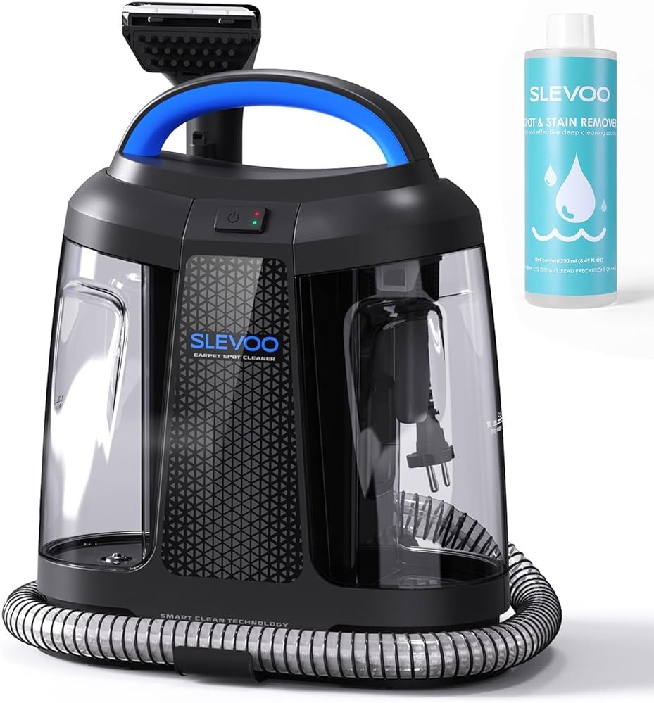 Slevoo 450W Portable Carpet Cleaner Machine with 1 Bottle Cleaning Solutions, Strong Suction Upholstery and Furniture Cleaner for Cleaning Stairs, Car Interiors, for Pet Footprint, Dust, Oil(AU-C003) - Product Image