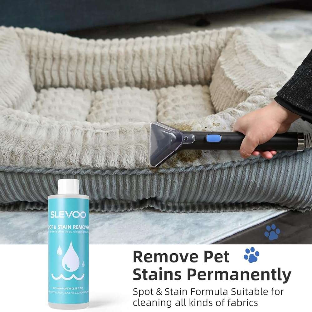 Slevoo 450W Portable Carpet Cleaner Machine with 1 Bottle Cleaning Solutions, Strong Suction Upholstery and Furniture Cleaner for Cleaning Stairs, Car Interiors, for Pet Footprint, Dust, Oil(AU-C003) - Image 3