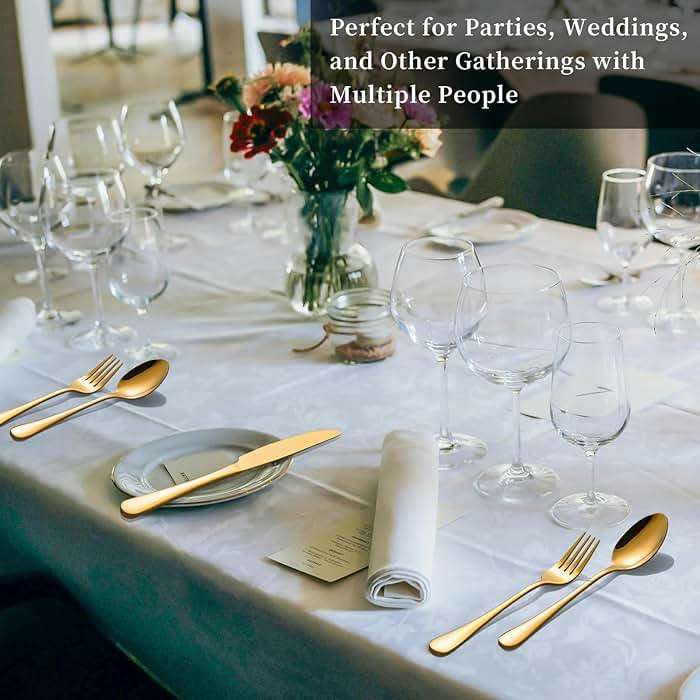 60-Pcs Gold Silverware Set - Stainless Steel Flatware Cutlery Set Service for 20, Mirror Polished Gold Flatware Set Include Forks Spoons Knives for Home, Wedding, Restaurant, Dishwasher Safe - Image 7