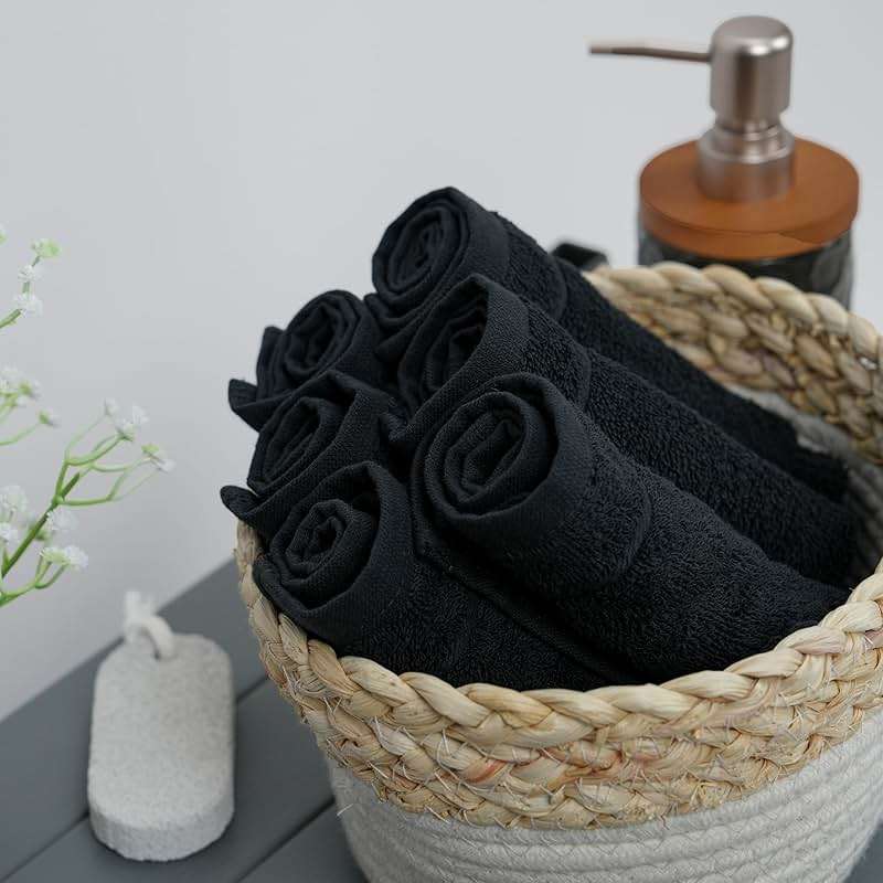 Tens Towels Pack of 60 Washcloths, 12 x 12 Inches, Lighter Weight, Quick to Dry, Super Soft & Absorbent, Gentle Face Towels, Hotel Quality, Perfect for Bathroom, Gym, Spa (Black, 60 Pack) - Image 5