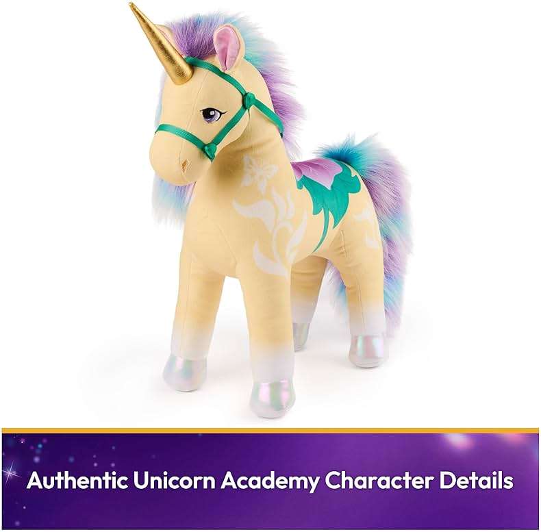 Unicorn Academy Official Leaf Plush Toy, Unicorn Stuffed Animal, Toys for Girls Ages 1 & Up, Yellow, 15” - Image 3