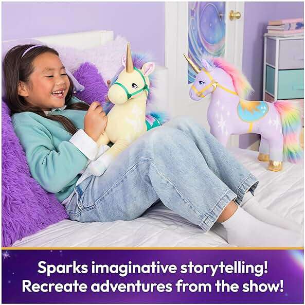 Unicorn Academy Official Leaf Plush Toy, Unicorn Stuffed Animal, Toys for Girls Ages 1 & Up, Yellow, 15” - Image 7