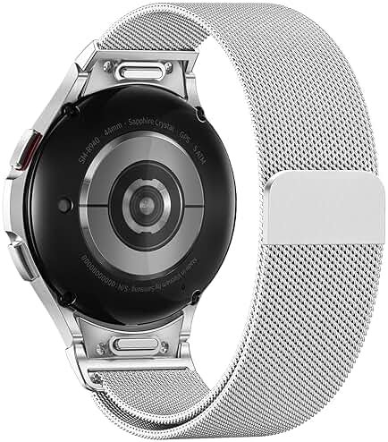 JKD No Gap One Click Metal Band Compatible with Samsung Galaxy Watch 7 6 5 4 FE 40mm 44mm, Galaxy Watch 6 4 Classic 47mm 43mm 42mm 46mm/Watch 5 Pro 45mm, 20mm Stainless Steel Mesh Wristband Women Men - Product Image