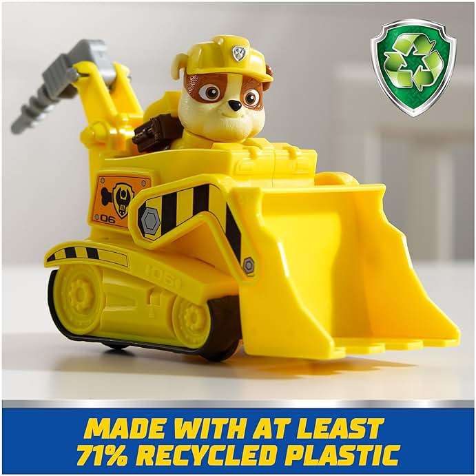 Paw Patrol, Rubble’s Bulldozer Toy Truck with Collectible Action Figure, Sustainably Minded Kids Toys for Boys & Girls Ages 3 and Up - Image 4