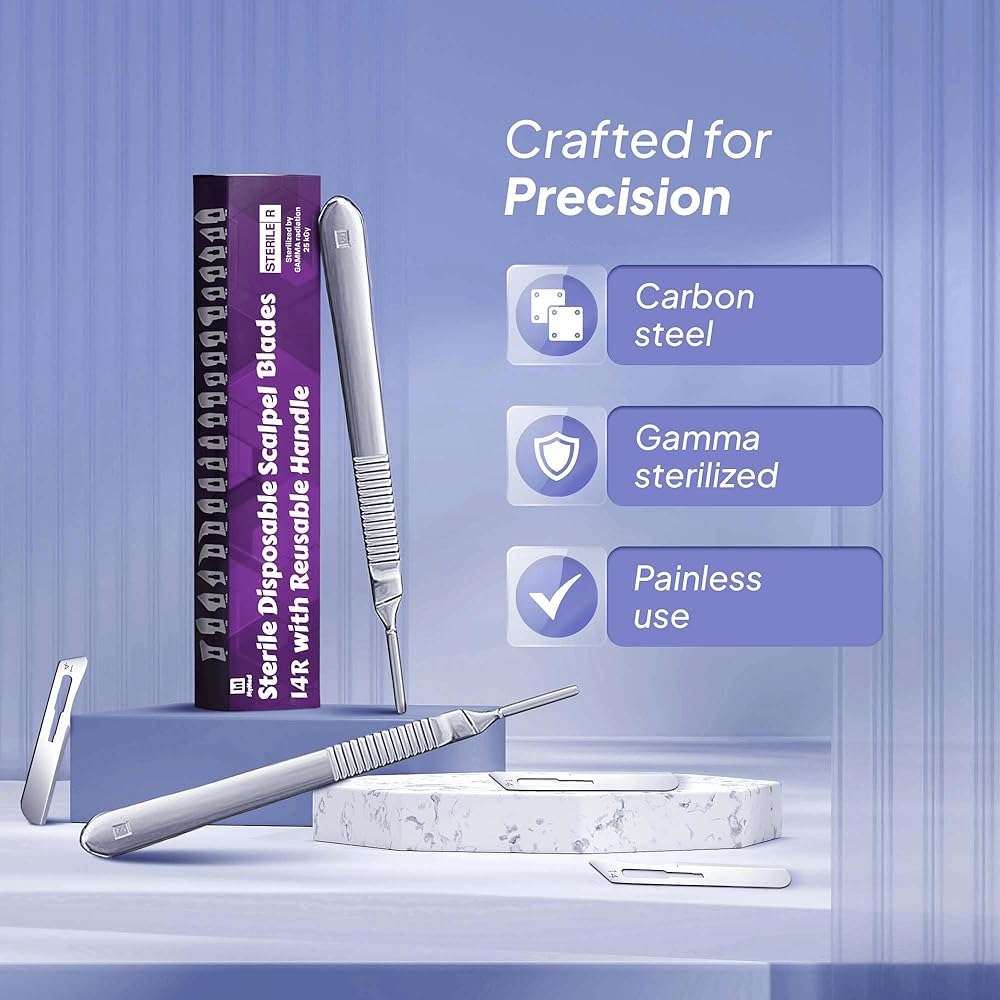 MyMed #14R Blades Dermaplaning Scalpels with Dermaplane Handle - Pack of 15 Dermaplane Razor for Women Face + Dermaplane Handle #3, Dermaplaning Tool for Face - Image 3